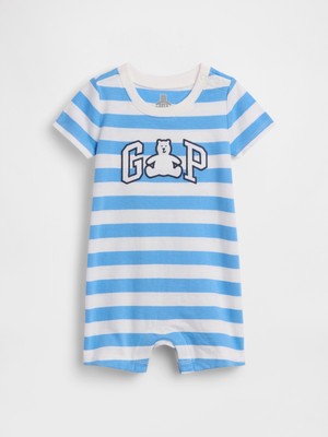 Gap Bebek Mavi Baby Logo Kısa Kol Tulum