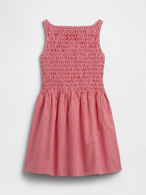 Gap Kız Çocuk Kırmızı Smocked Poplin Elbise