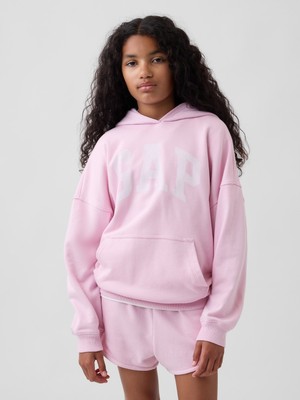 Gap Kız Çocuk Pembe Vintagesoft Havlu Kumaş Oversized Sweatshirt