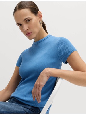 Marks & Spencer Saf Pamuk Waffle Dokulu T-Shirt