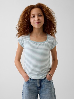 Gap Kız Çocuk Açık Yeşil Kare Yaka T-Shirt