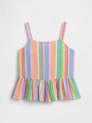 Gap Kız Çocuk Çok Renkli Peplum Askılı Bluz