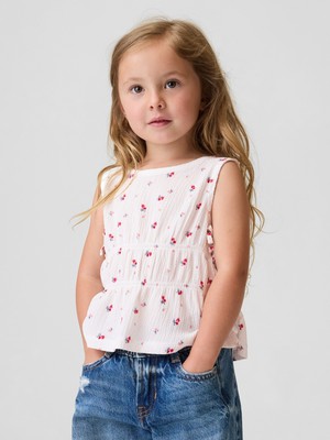 Gap Kız Bebek Beyaz Crinkle Örgü Fiyonk T-Shirt