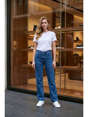 Hies Kadın Jeans Bol Paça Yüksek Bel Likralı Salaş Palazzo Kot Pantolon