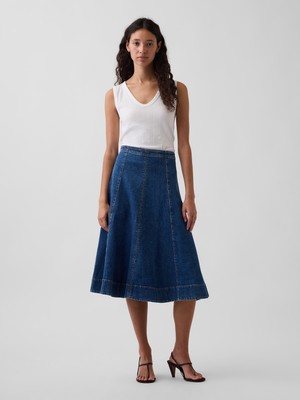 Gap Kadın Mavi Denim Midi Tulip Etek