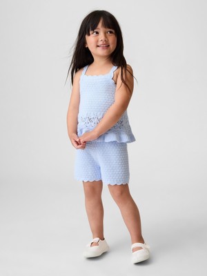 Gap Kız Bebek Açık Mavi Kroşe Kenar Pull-On Şort