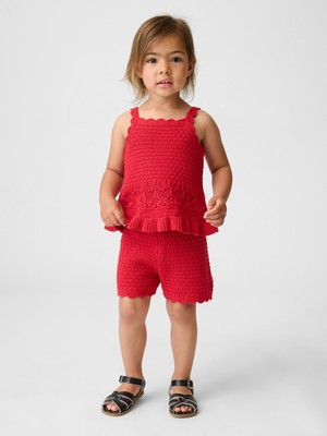 Gap Kız Bebek Kırmızı Kroşe Kenar Pull-On Şort