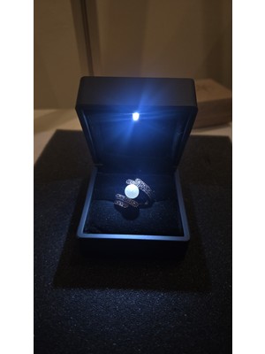 Bulu'us Accessories Işıklı Kutulu Bronz Inci Taşlı Ayarlanabilir Yüzük | Zirkon Taş Işlemeli Vintage Tasarım Sevgiliye Eşe  Hediye