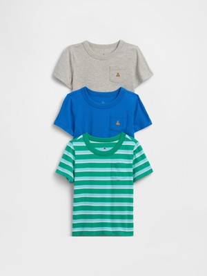 Gap Erkek Bebek Yeşil Mix & Match Cep T-Shirt (3’lü)