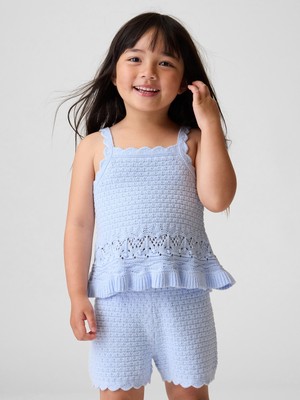 Gap Kız Bebek Açık Mavi Kroşe Kenar Kolsuz Bluz