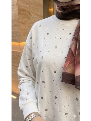 Butik Taş Işlemeli Tesettür Sweatshirt