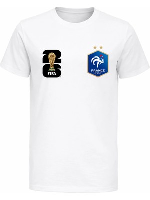 Efendioğlu Design Fransa Milli Takımı Logolu 2026 Dünya Kupası Baskılı Pamuklu Çocuk T-Shirt