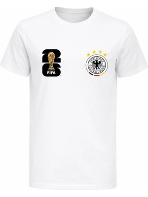 Efendioğlu Design Almanya Milli Takımı Logolu 2026 Dünya Kupası Baskılı Pamuklu T-Shirt