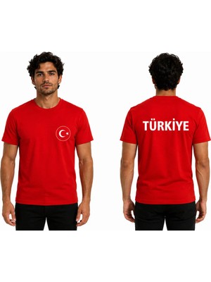 Efendioğlu Design Arkasında Türkiye Yazan Önünde Türk Bayrağı Olan 2026 Dünya Kupası Milli Takım Tişörtü
