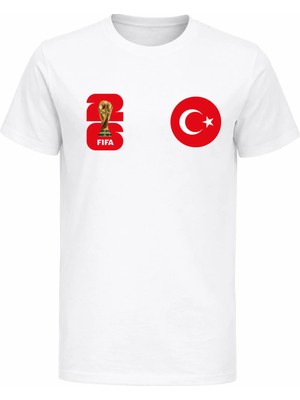 Efendioğlu Design Solda Ay Yıldız Sağda Dünya Kupası Logosu Milli Takım 2026 Dünya Kupası Çocuk T-Shirt