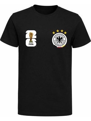 Efendioğlu Design Almanya Milli Takımı Logolu 2026 Dünya Kupası Baskılı Pamuklu T-Shirt