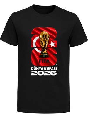 Efendioğlu Design Dünya Kupası 26 Içinde Kupa ve Ay Yıldız Görsel Baskılı Milli Takım Çocuk Tişört
