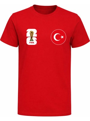 Efendioğlu Design Solda Ay Yıldız Sağda Dünya Kupası Logosu Milli Takım 2026 Dünya Kupası T-Shirt