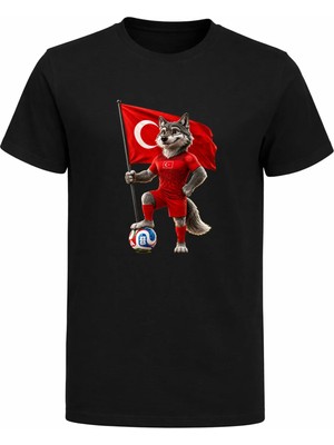 Efendioğlu Design Türkiye Forması Giymiş Maskot Bozkurt 2026 Dünya Kupası Türkiye Çocuk Tişört