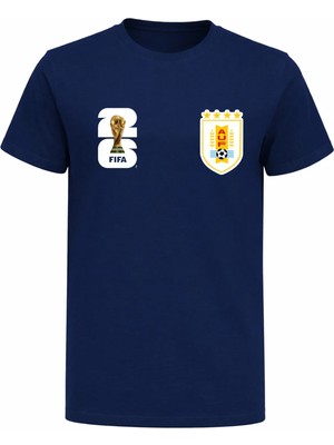 Efendioğlu Design Uruguay Milli Takımı Logolu 2026 Dünya Kupası Baskılı Pamuklu T-Shirt