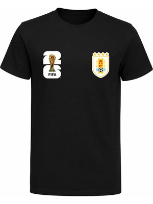 Efendioğlu Design Uruguay Milli Takımı Logolu 2026 Dünya Kupası Baskılı Pamuklu T-Shirt
