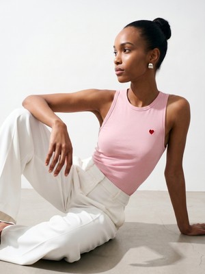 Dilvin 21259 Bisiklet Yaka Top-Toz Pembe