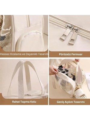Vuralsin38 Çok Bölmeli Krem Seyahat Çantası