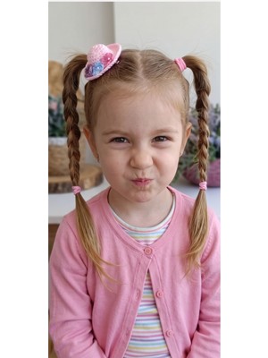 Liliza Accessories Örgü Renkli Çiçekli Şapka Çocuk Tokası