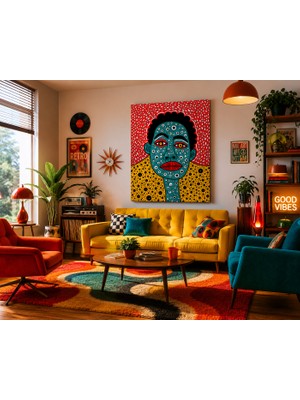 Othello Art Renkli Pop Art Kadın Portresi Kanvas Tablo | Modern Retro Salon Duvar Dekorasyonu