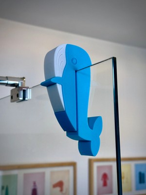 Demirhan3D 🐋 Balina Kancası Duş Askısı | 10 mm Cam Uyumlu Duşakabin Havlu Askısı | Dekoratif Banyo Kancası