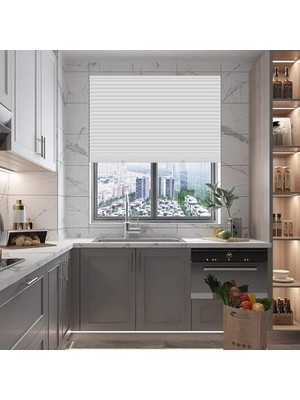 Vuralsin38 Panjurlar, Siyah Dışı Pilajlı Kağıt Perde, Işık Filtreleyen Dokumasız Panjur, Yatak Odası, Banyo, Oturma Odası, Mutfak Için Kolay Kurulum (Beyaz, 60X150CM)