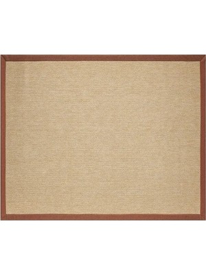 Vivense Bordürlü Hasır Dokulu Sisal Makine Halısı, Bej, 120X300