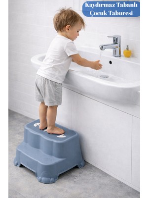 Empressco Ponçik Store Kaydırmaz Çocuk Taburesi Çift Basamaklı, Çocuk Banyo Lavabo Basamak Merdiven Yükseltici - Fiyatı, Yorumları