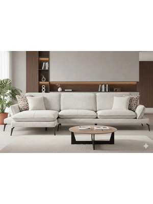 Vivense Cosy Köşe Koltuk, Metal Ayak, Sol Köşe, Kırık Beyaz