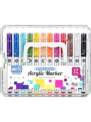 Rich 19715 Art-X Pro Art Fırça Uçlu Akrilik Marker 12LI Set