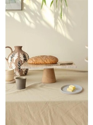 AvantajAl Akayev Traverten 30X15 cm Konik Ahşap Ayaklı Sunumluk