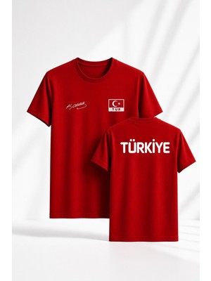 Türkiye Atatürk Imzalı Özel Tasarım Tişört Forma Drytauch Kumaş