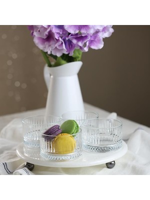 AvantajAl Akayev Mermer Beyaz 25 cm Füme Boncuk Ayak Elysia 4'LÜ Reçellik Ikramlık