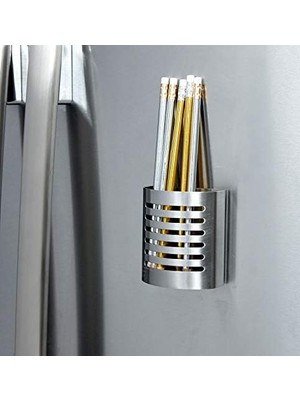 Vuralsin38 Forma Manyetik Kalem Tutucu ve Kalem Tutucu, Paslanmaz Çelik, Mattsilberfarben, Set Of 1