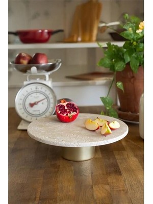 AvantajAl Akayev Traverten 28 cm Metal Ayaklı Sunumluk