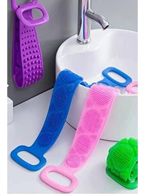 Vuralsin38 Banyo Duş Sırt Kesesi Çift Taraflı Silikon Lifi Fırçası 70 cm
