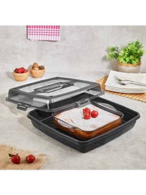 Asil Acar Home Joy 4 Taraf Kilitli Kek Börek Borcam Saklama Kabı ROYALEKS-GP-131