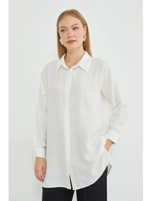 FullaModa Fullamodest Boncuk Işlemeli Oversize Gömlek