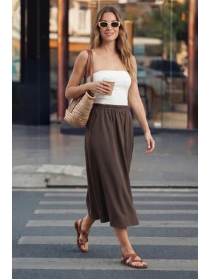 FullaModa Beli Lastikli Cepli Maxi Boy Etek