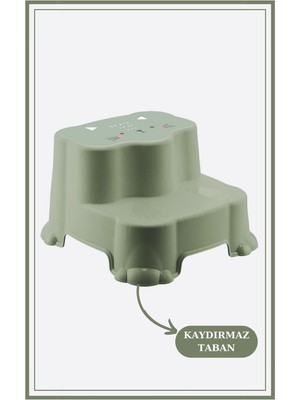 Empressco Zuu Baby Kaydırmaz Çocuk Taburesi - Çift Basamaklı Banyo Lavabo Merdiven Yükseltici Bebek Basamağı Yeşil - Fiyatı, Yorumları