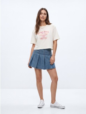 LTB Free Bird Baskılı Krem T-Shırt