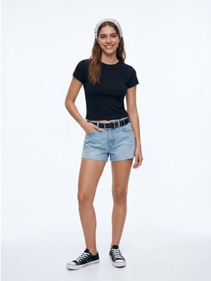 LTB Bisiklet Yaka Basic Siyah T-Shırt