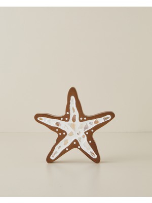 English Home Star MDF Dekoratif 17x17 cm Beyaz-Kahverengi Modern Dekor ve Zarif Görünüm