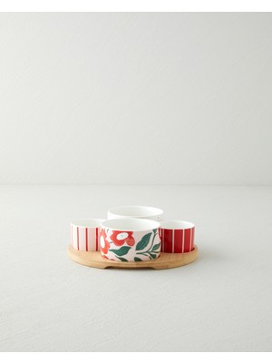 English Home Garden Brighter Stoneware 5 Parça Sunumluk 20 cm Kırmızı-Pembe