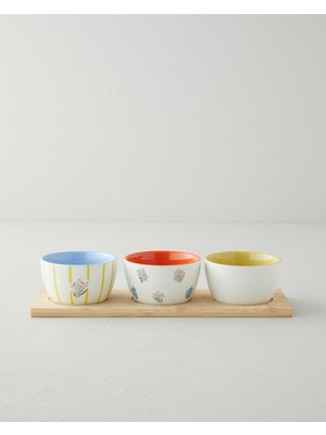 English Home Garden Petals Stoneware 4 Parça Sunumluk 9,5x5 cm Renkli